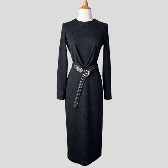 Marisa Minicucci Dresses & Skirts - MARISA MINICUCCI Charcoal Grey Wool Long Sleeve Column Dress, 8